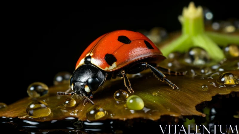 Ladybug on Leaf - A Classical Still Life AI Image