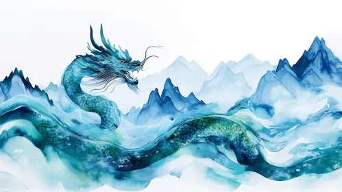 Azure Dragon Ascending Through Misty Peaks