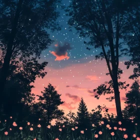 Floral Meadow at Dusk