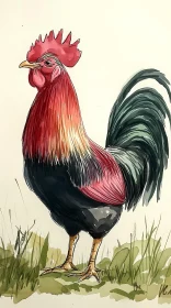 Colorful Rooster Art