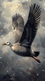 Graceful Avian Flight Amidst Clouds