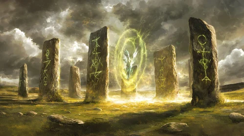 Runic Stones with Magical Portal