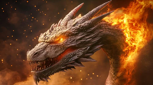 Dragon's Fury: A Fiery Portrait