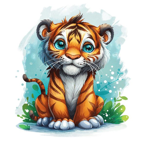 Cute Tiger Cub Illustration POD Design