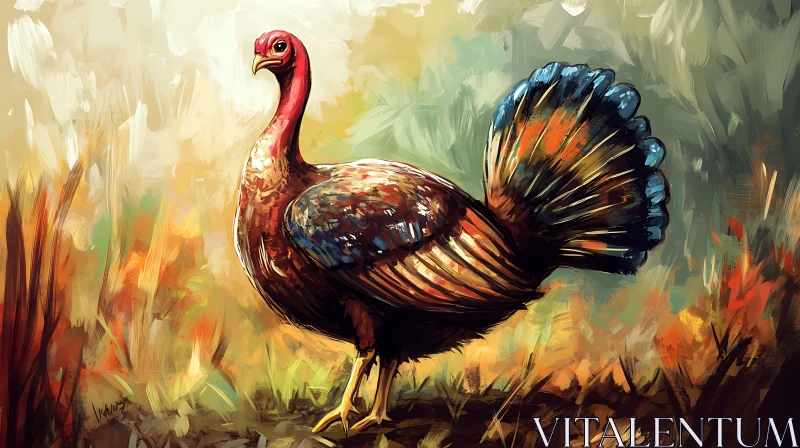 Artistic Turkey Illustration in Nature AI Image