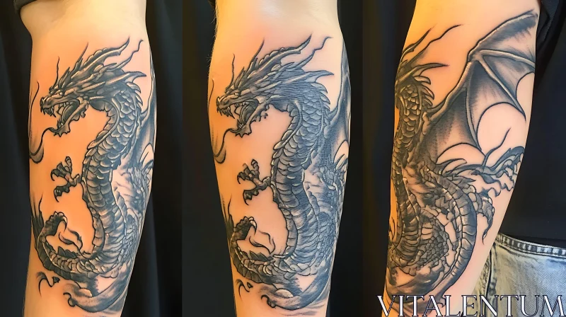 AI ART Arm Tattoo: Intricate Dragon Design