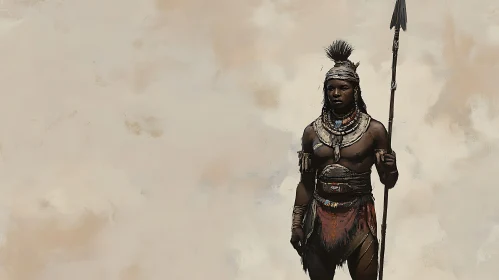 Tribal Warrior in Traditional Attire