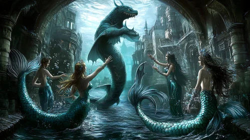 Underwater Fantasy with Mermaids and Monster