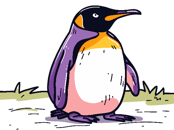 POD Design Vibrant Penguin Illustration for Apparel