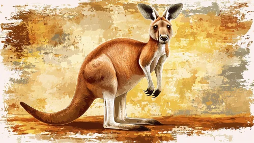 Kangaroo Art on Textured Background