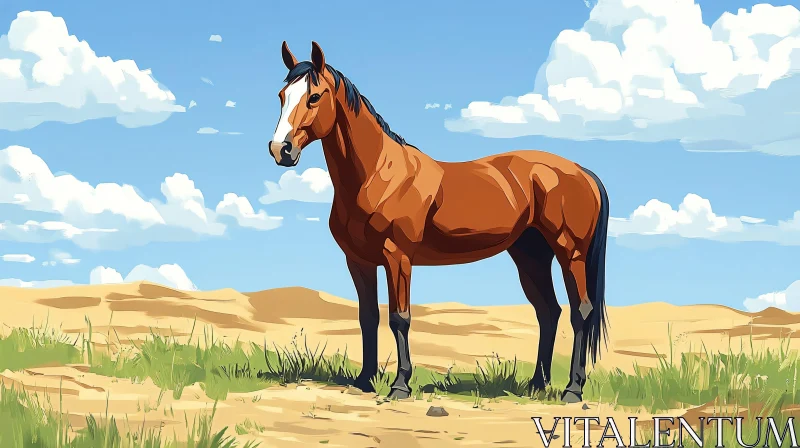 Desert Horse Scene AI Image