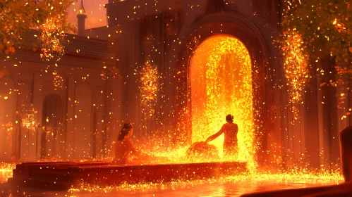 Radiant Portal Bathing Scene