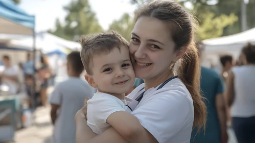 Loving Embrace of Mother and Child