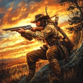 Man with Rifle at Dusk