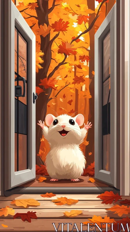 Hamster Amidst Autumn Leaves AI Image