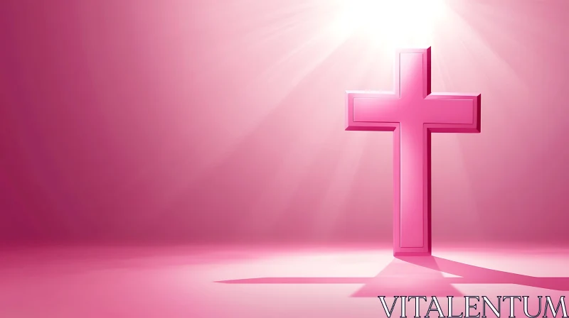 Radiant Pink Cross Illustration AI Image