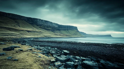 Serene Coastal Landscape with Towering Cliffs