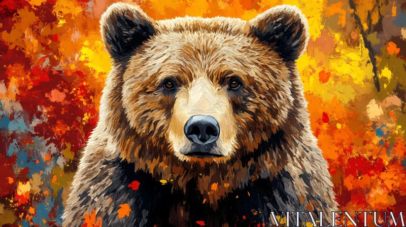 AI ART Bear Amidst Vibrant Autumn Colors