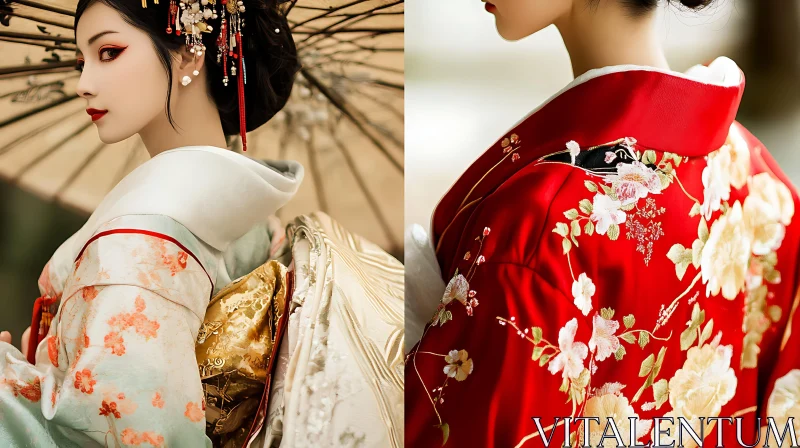 AI ART Kimono Fashion: A Study in Contrasts