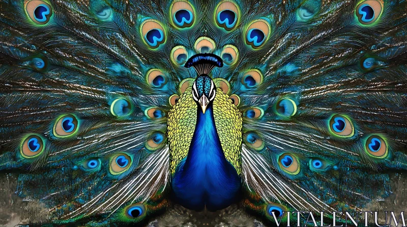 Peacock's Opulent Feather Fan AI Image