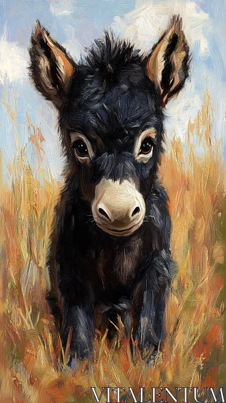 Young Donkey in Nature Art AI Image