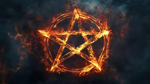 Blazing Pentagram Symbolic Artwork