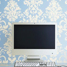 Desktop Setup against Ornate Wallpaper