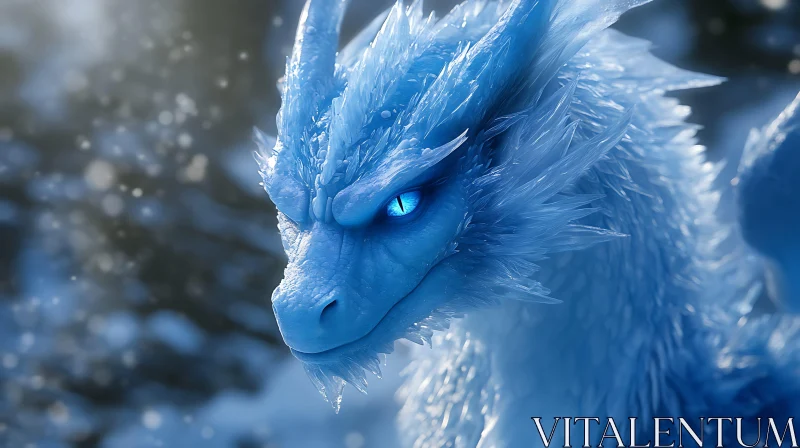 AI ART Crystalline Ice Dragon with Piercing Eyes