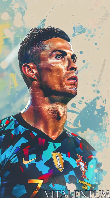 Cristiano Ronaldo in Artistic Digital Style AI Image