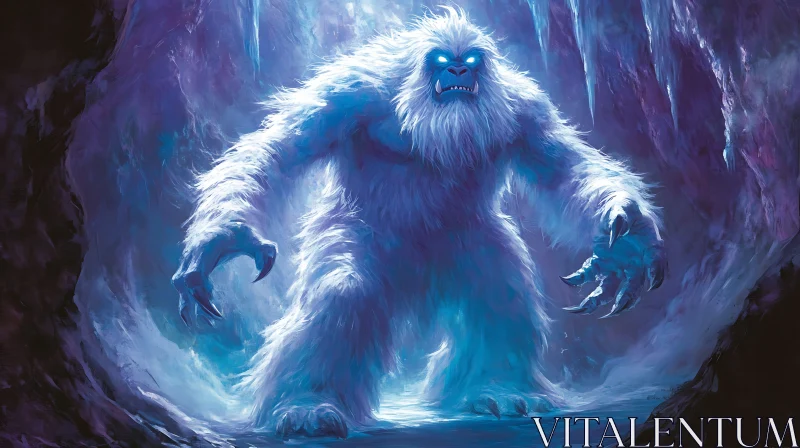 AI ART Icy Guardian: A Yeti in its Lair