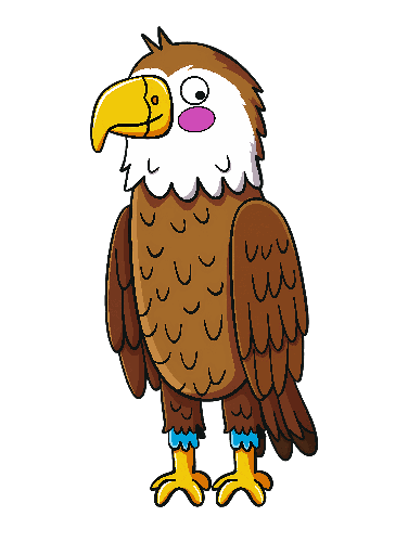 Cartoon Bald Eagle with Yellow Beak and Blue Legs