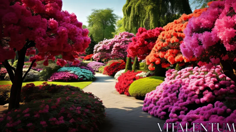 Colorful Blossoms Adorning a Garden Pathway - Daz3D Art AI Image