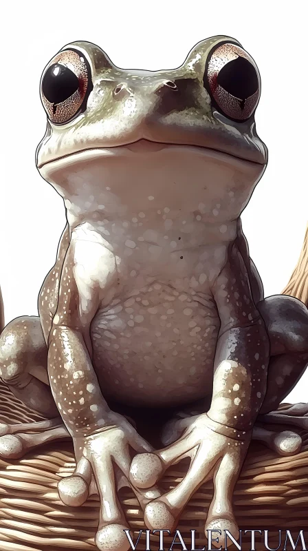 AI ART Realistic Frog Close-Up on Woven Surface