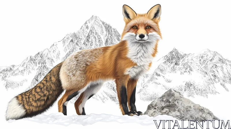 Fox in Snowy Peaks AI Image