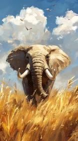 Elephant in the Wild Painting