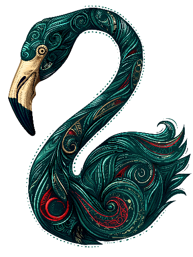 POD Design Elegant Flamingo Silhouette in Teal with Ornate Details