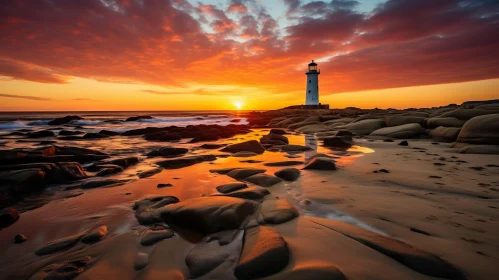 Enchanting Lighthouse at Australian Sunset - Romantic Colorscape