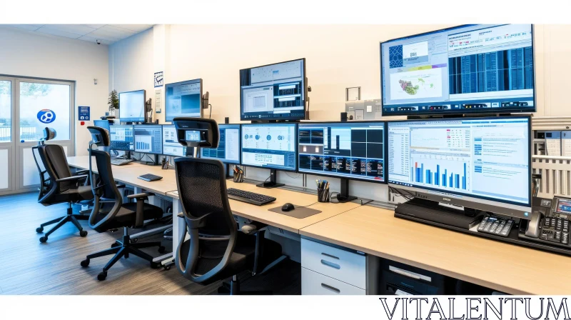 Energy-Charged Control Room with Monitors and Computers | Industrial Design AI Image