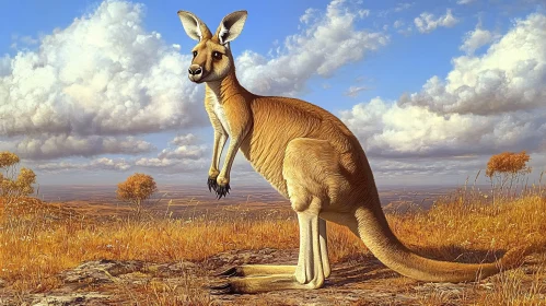 Kangaroo in Golden Field