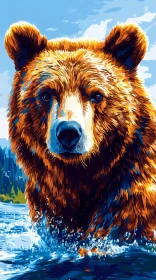 Wildlife Art: Bear in Water