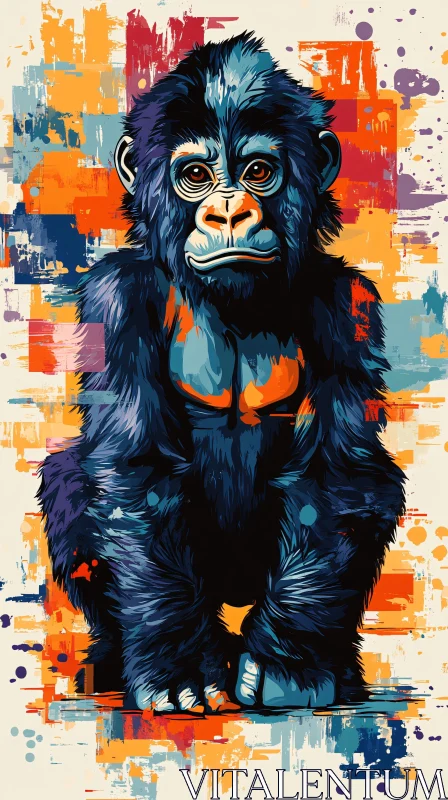 Colorful Monkey Abstract Art AI Image