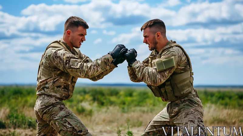 Soldiers Clash in Rigorous Training Session AI Image