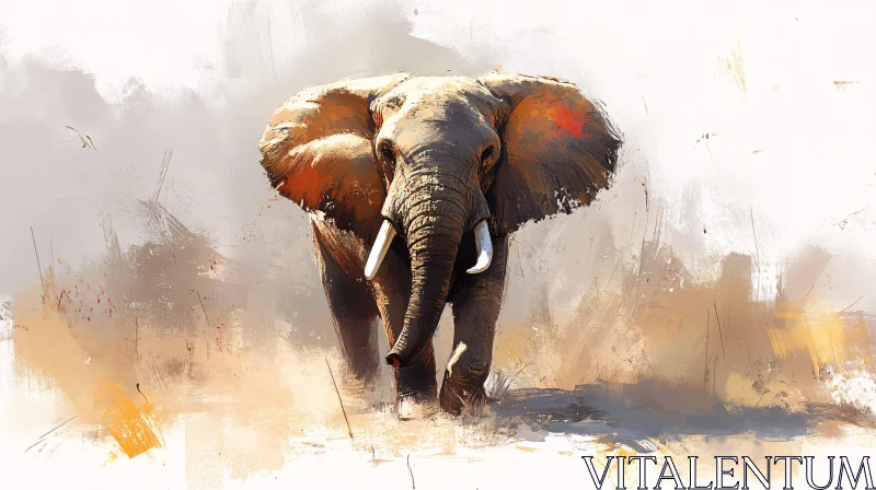 Expressive Elephant Painting AI Image