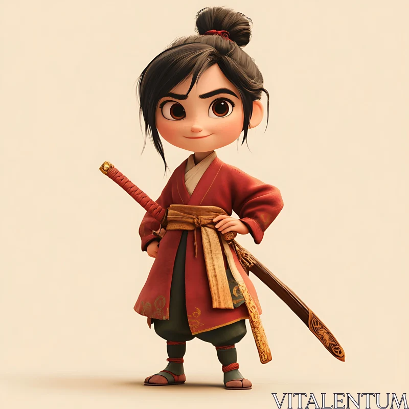 AI ART Animated Warrior Girl Character