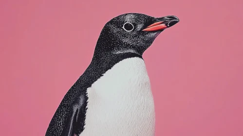 Penguin with Pink Background