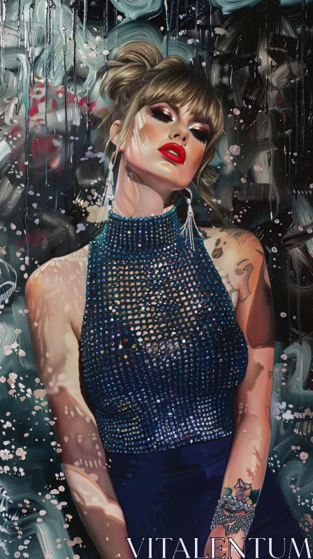 AI ART Taylor Swift in Stylish and Glamorous Art Portrait