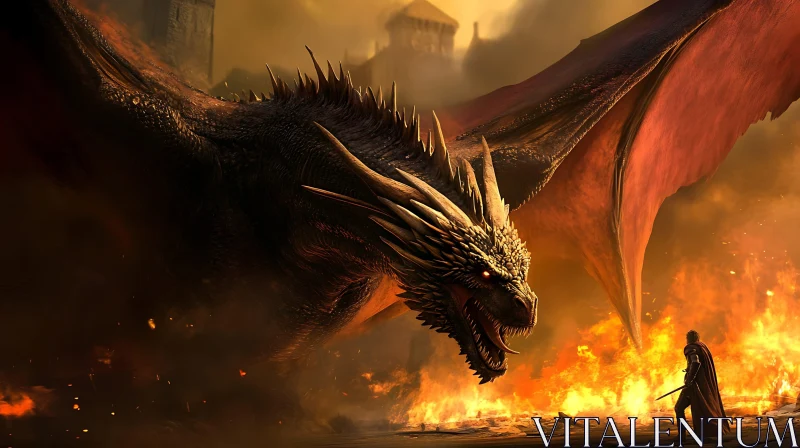 AI ART Fiery Dragon Confrontation