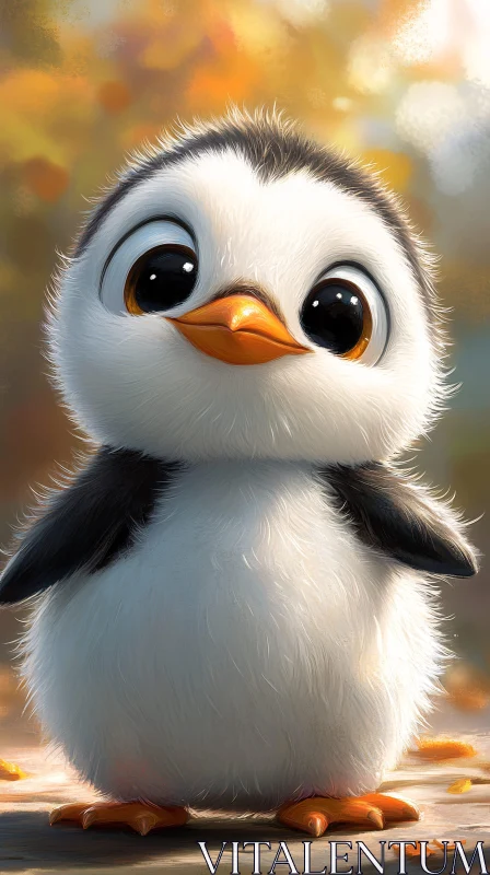 Adorable Fluffy Penguin Chick AI Image