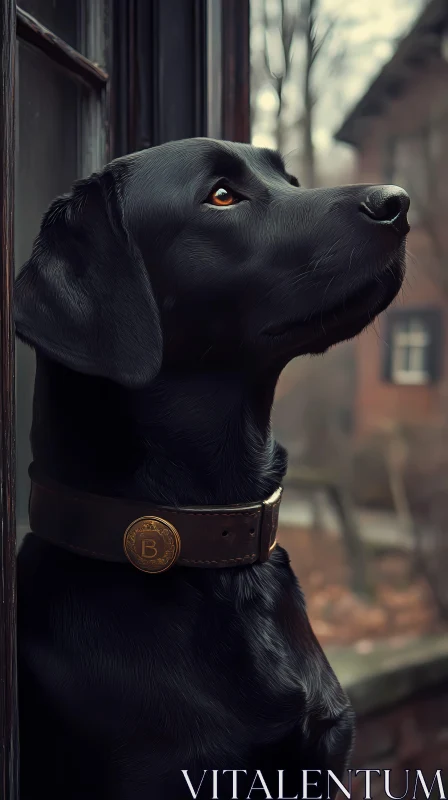 Thoughtful Labrador by the Window AI Image