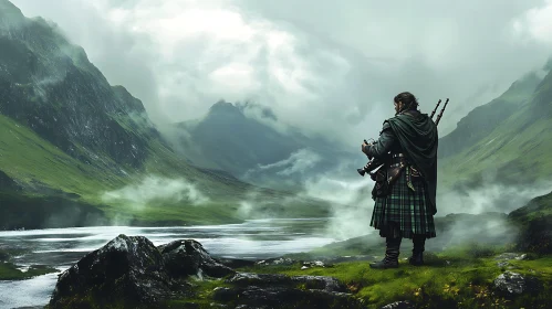 Misty Highlands Bagpiper